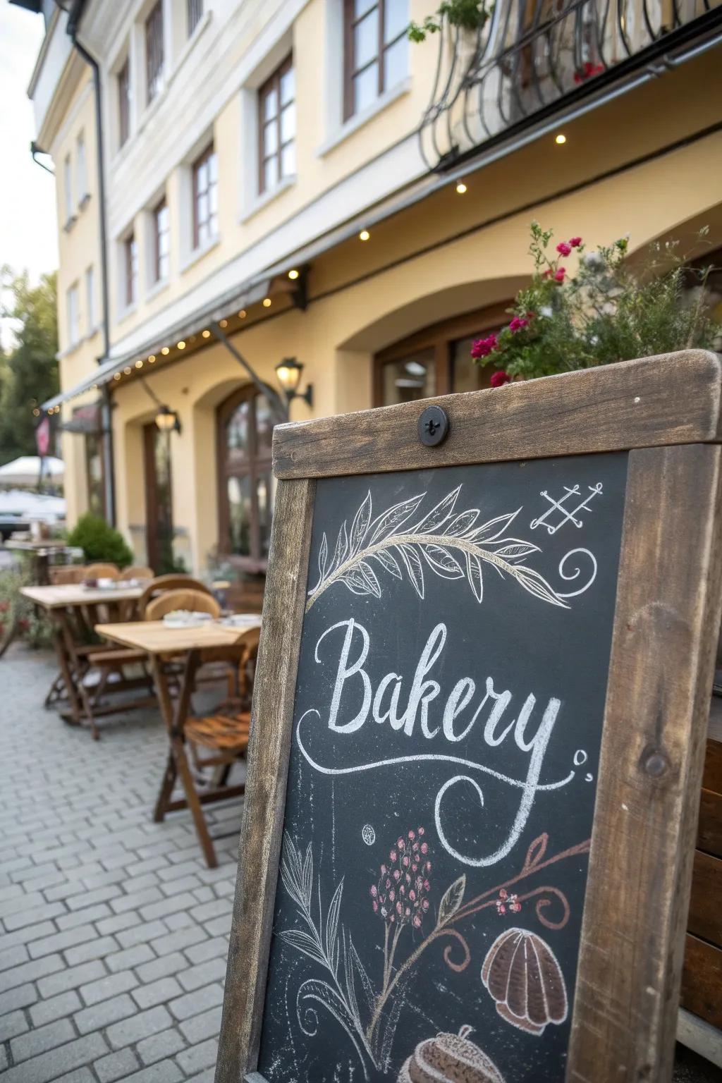 Chalkboard signs offer a whimsical and customizable touch.