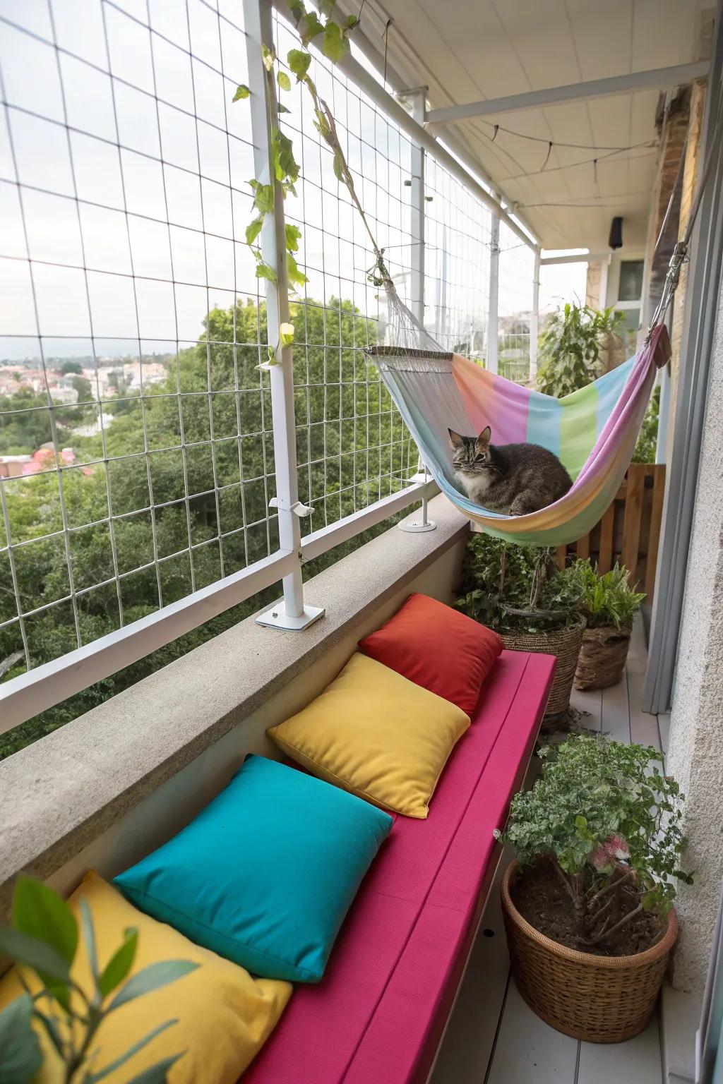 Comfort additions like cushions and loungers round out a welcoming catio.