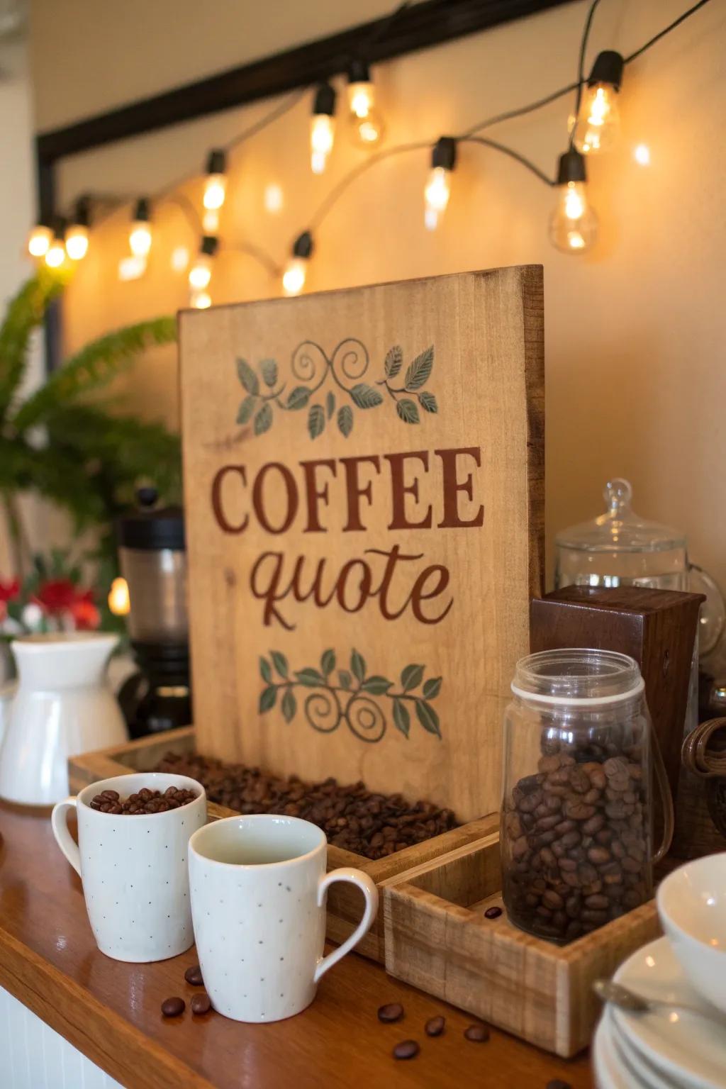 Personalized signage for a warm, inviting atmosphere.