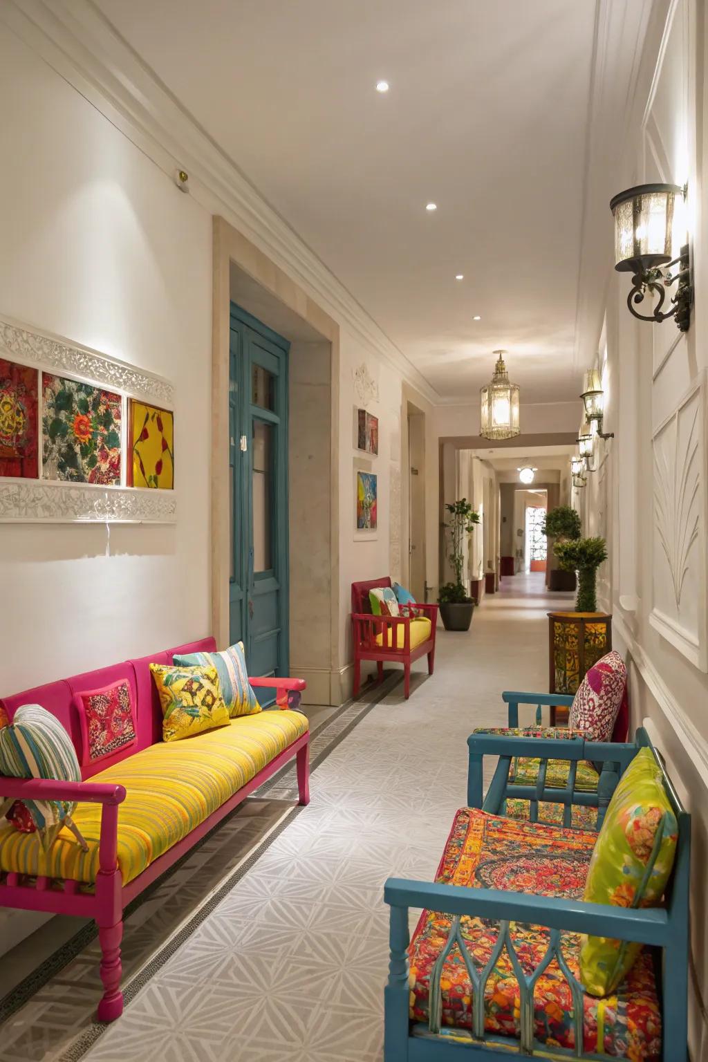Highlight furnishings can provide both functionality and a burst of color.