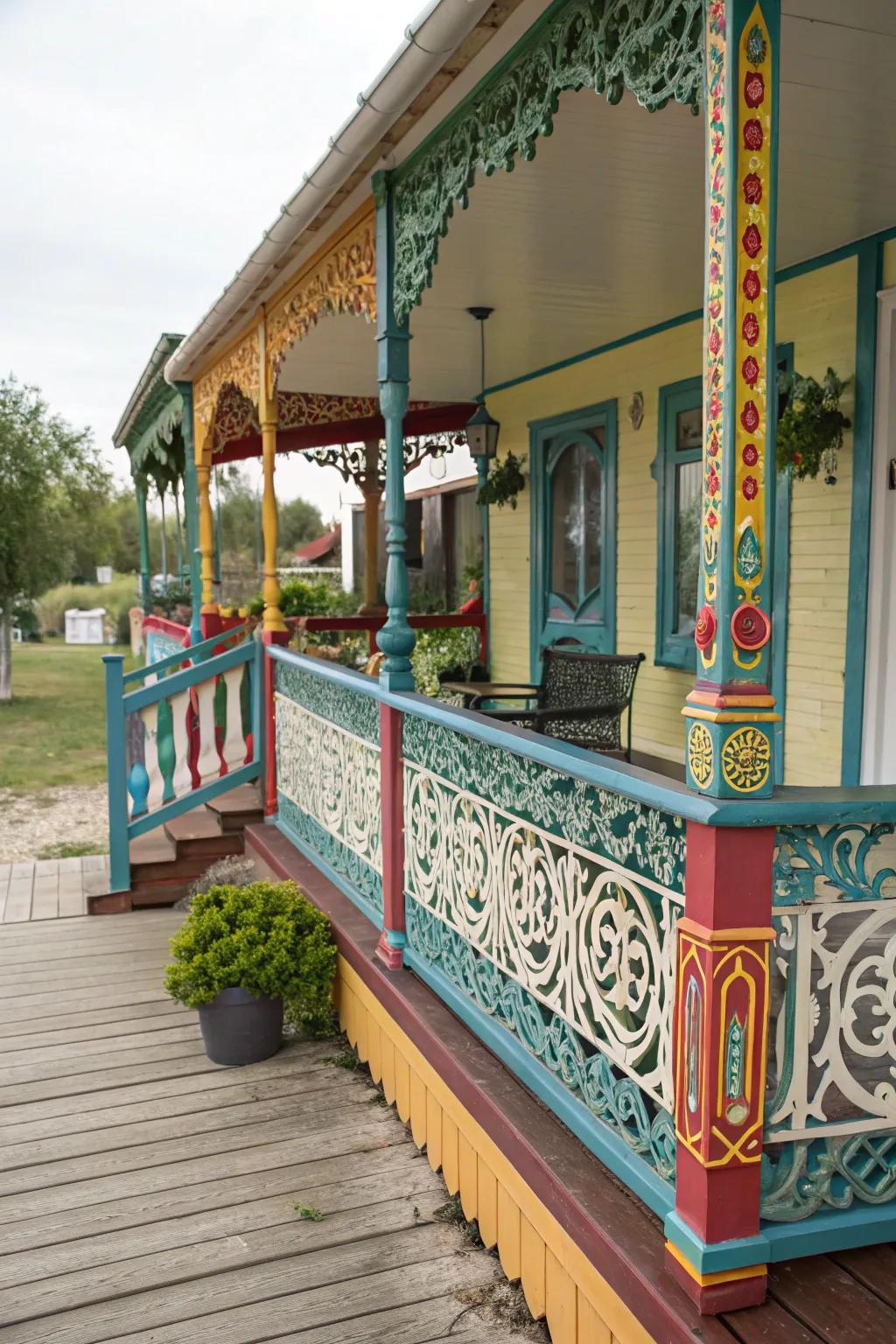 Decorative railings add character and safety to your porch space.