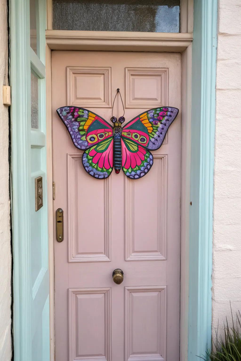 A whimsical butterfly door hanger for a touch of magic.