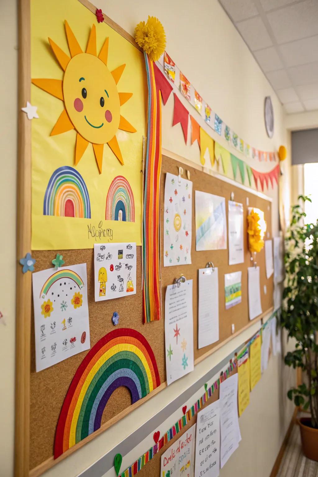 Sunshine and Rainbows bulletin board to brighten the classroom.