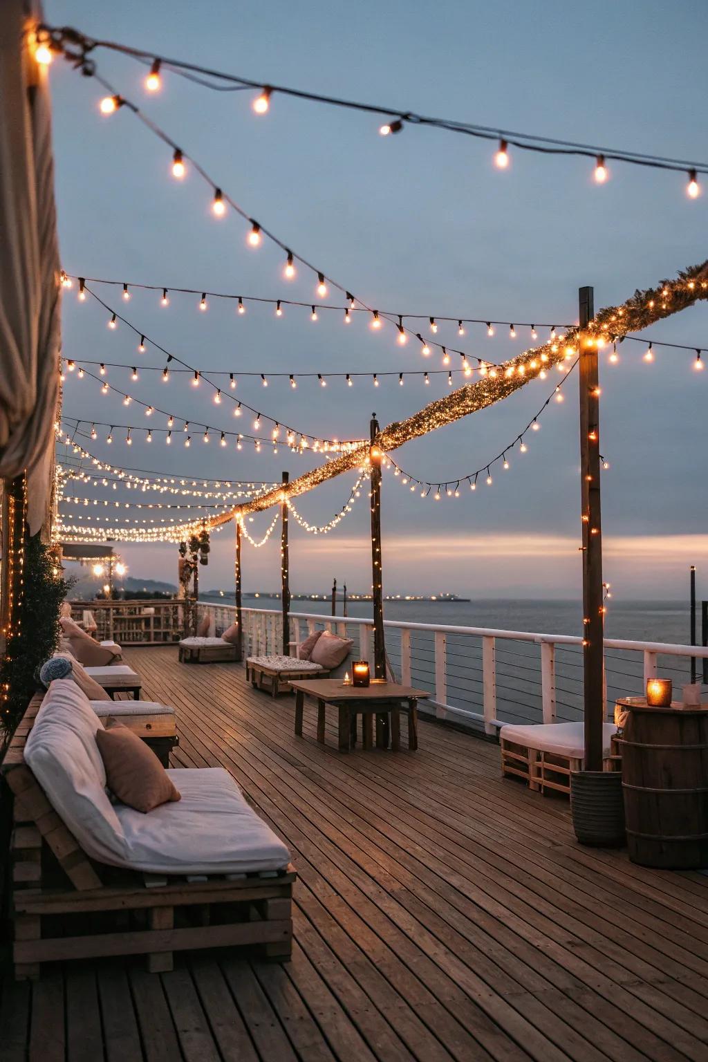 String lights weave enchantment into your deck environment, ideal for evenings outdoors.