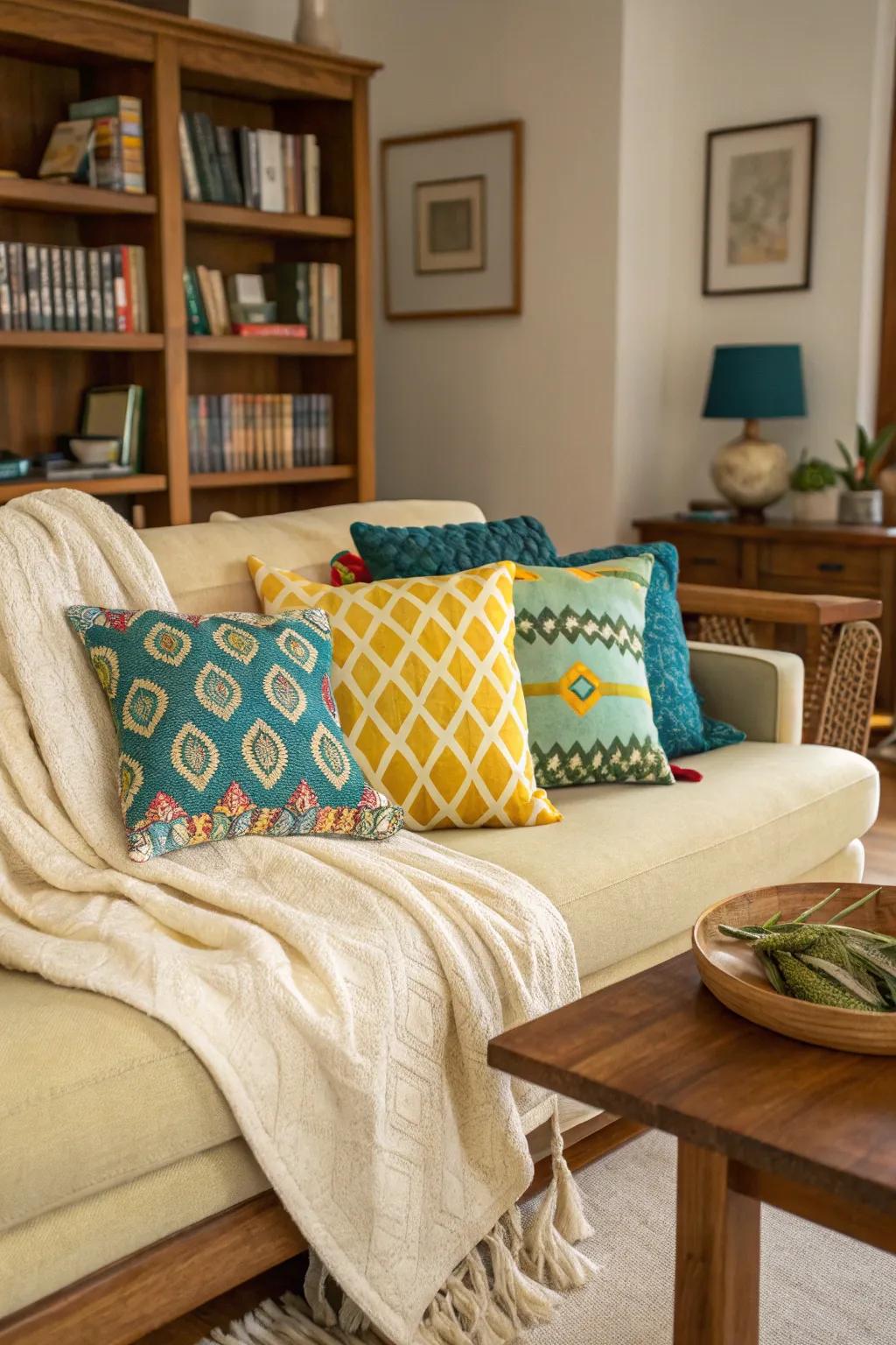 Accent accessories adding warmth to a home den.