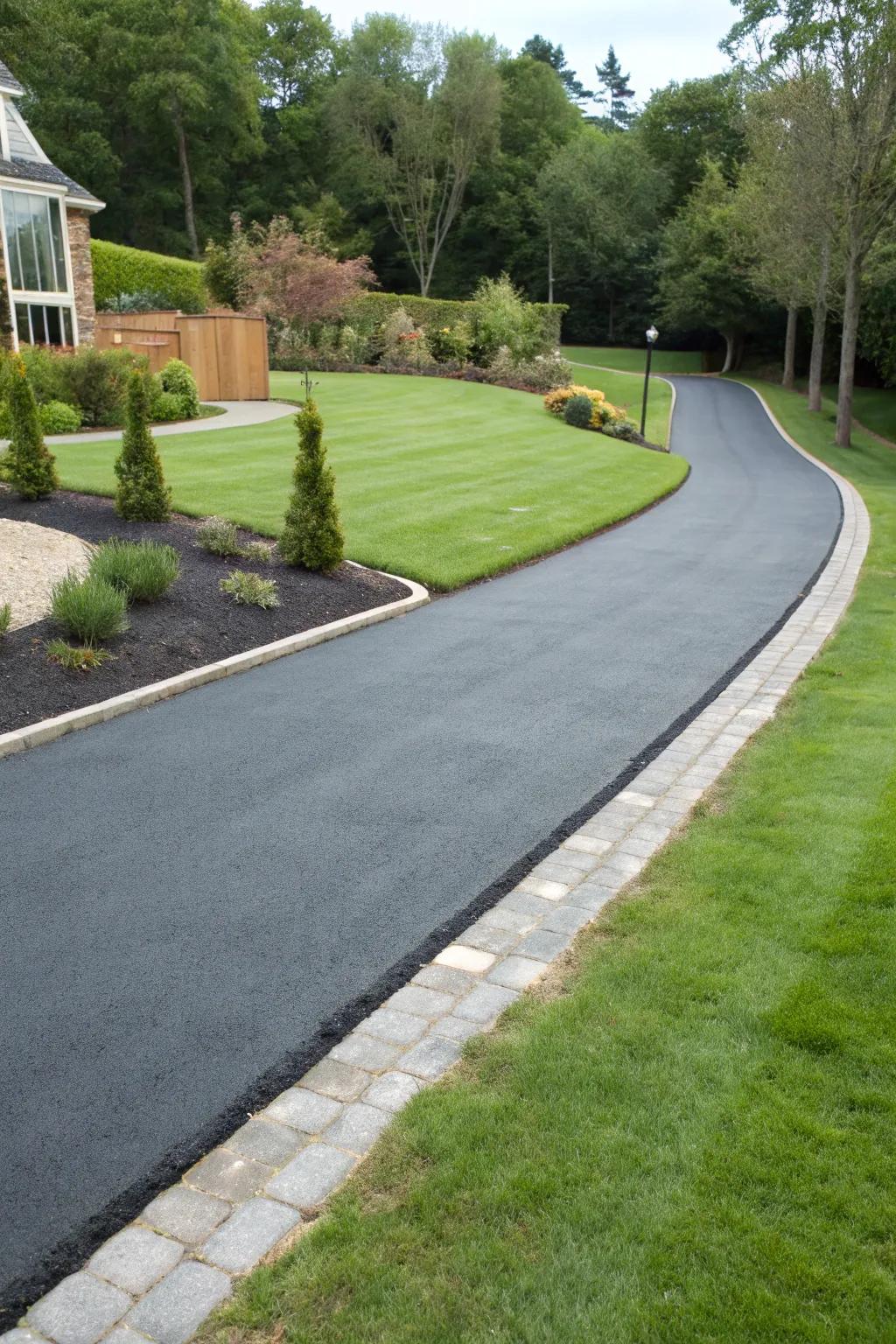 Asphalt extensions offer a sleek and durable surface.