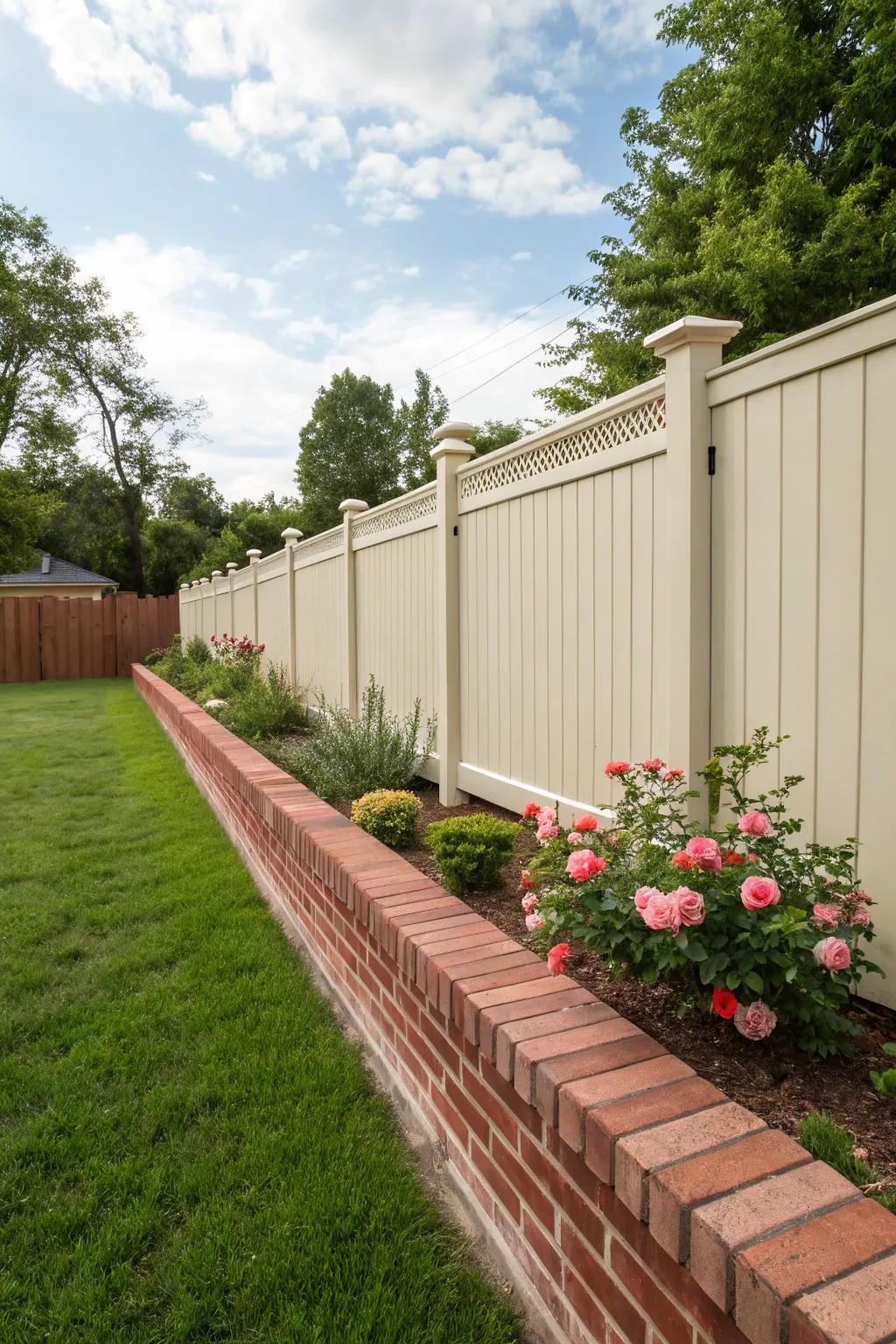 A brick border provides a classic and sturdy appearance.