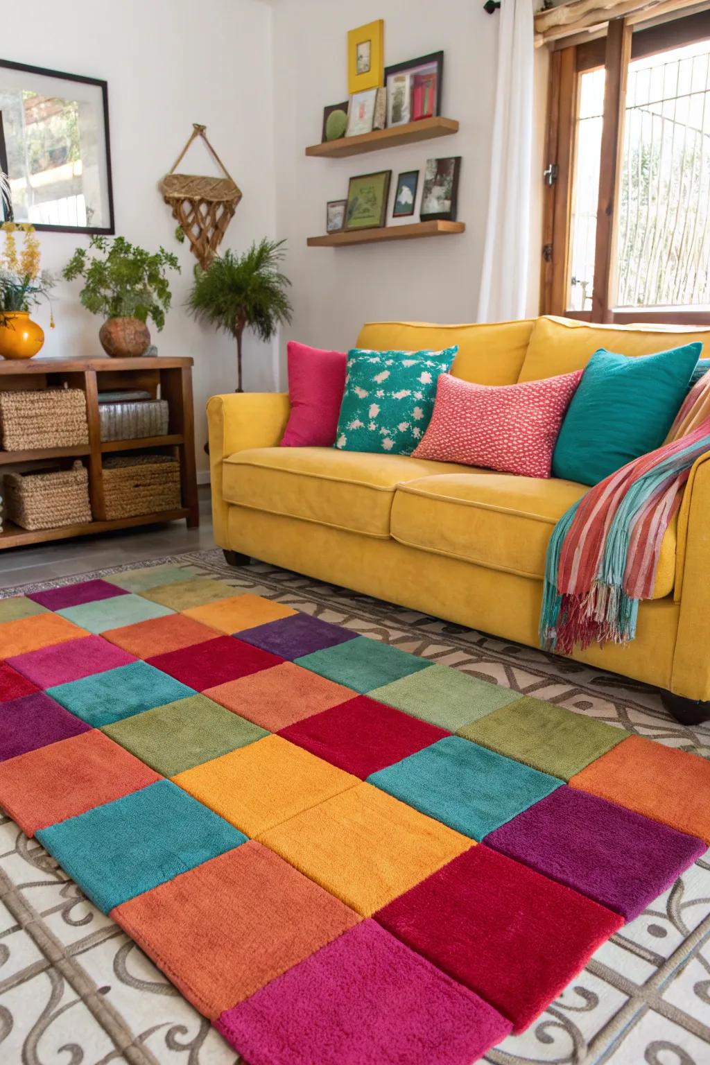 Bright floor coverings can effortlessly introduce happiness and energy into any area.
