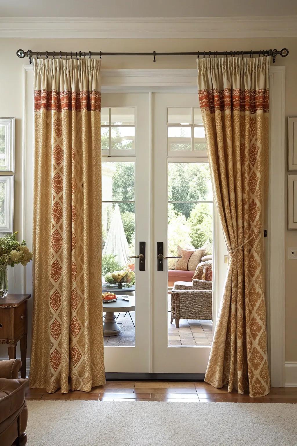 Coordinated curtains creating a seamless transition into the home.