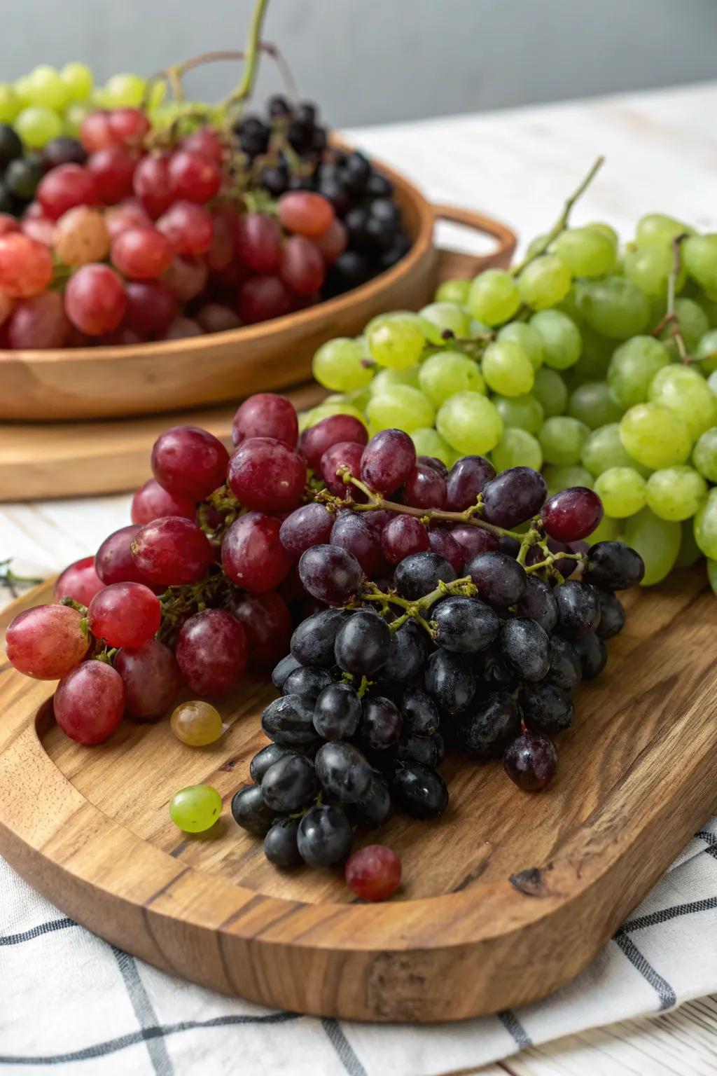 An elegant display of grape clusters on the vine.