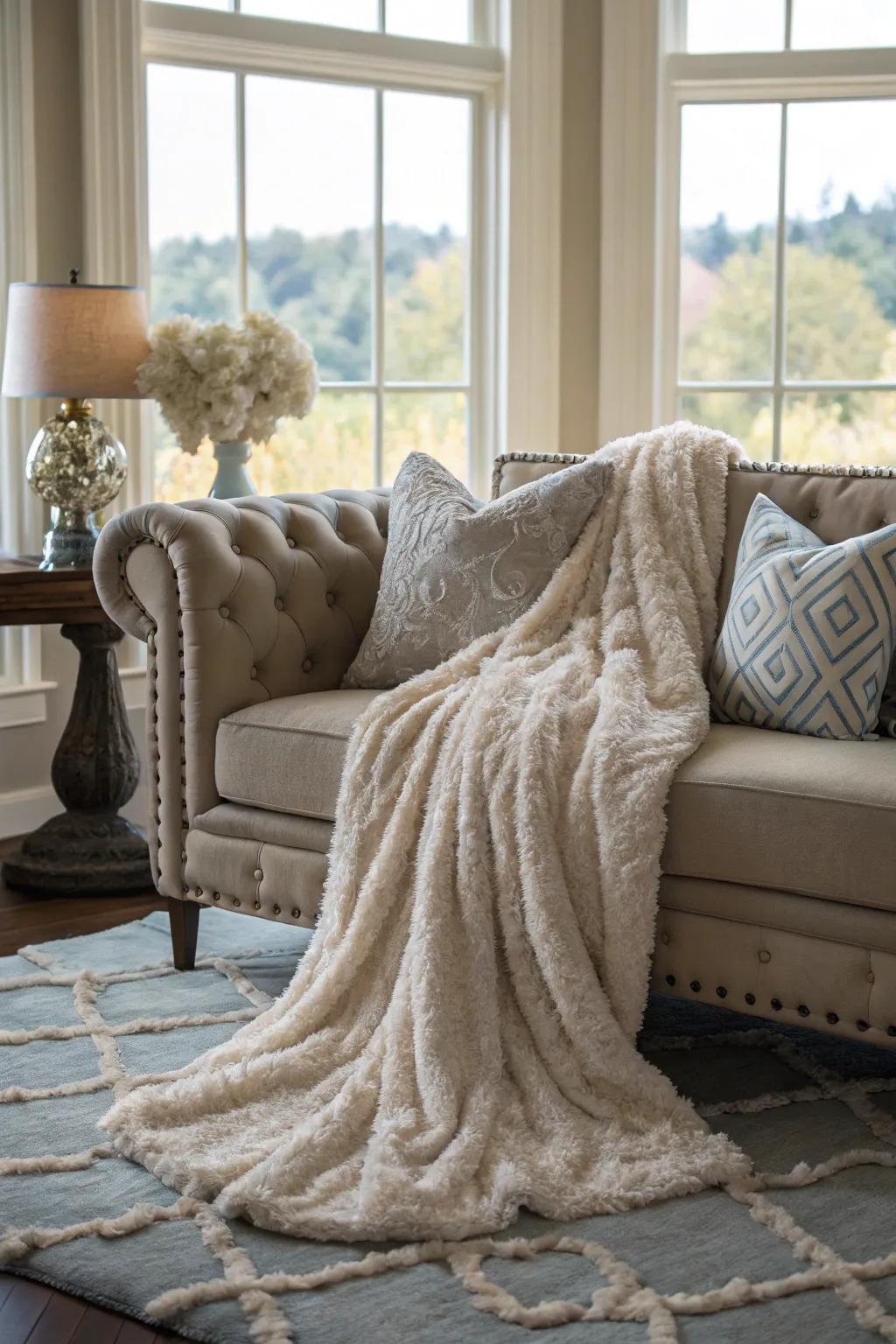 A cozy blanket that encourages relaxation and comfort.