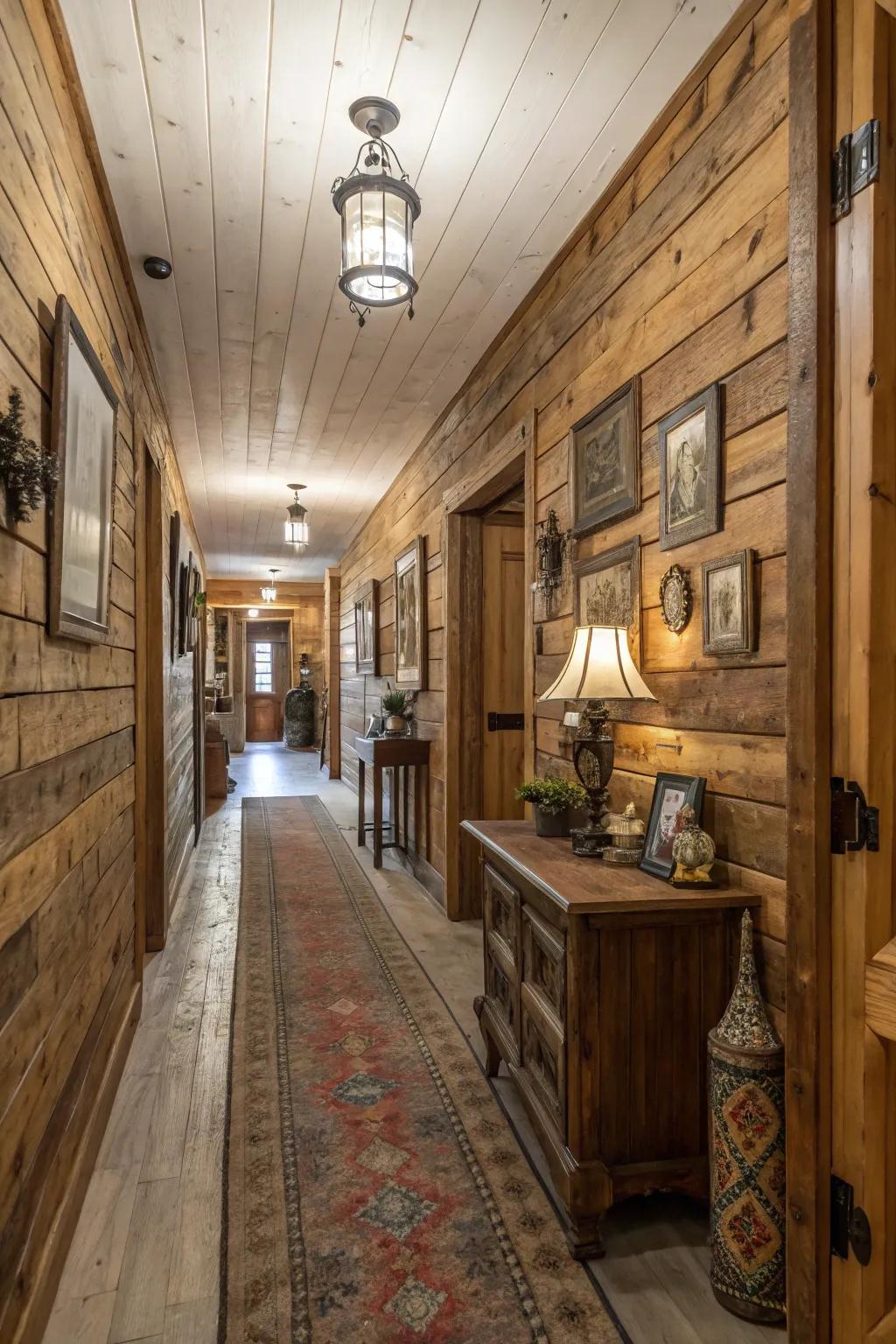 Embrace rustic charm with reclaimed wood paneling.