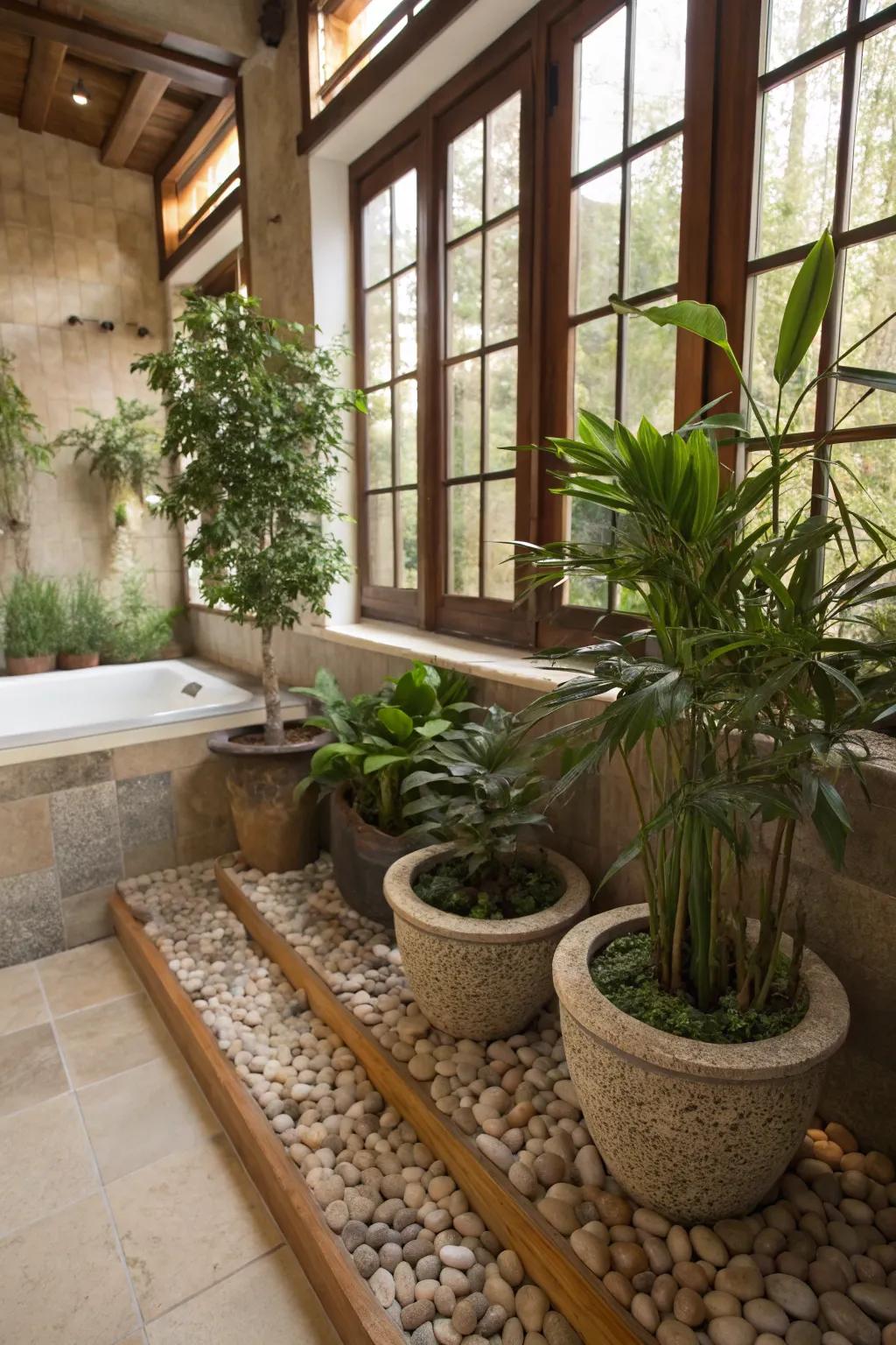 This bathroom has a refreshing dash of greenery.