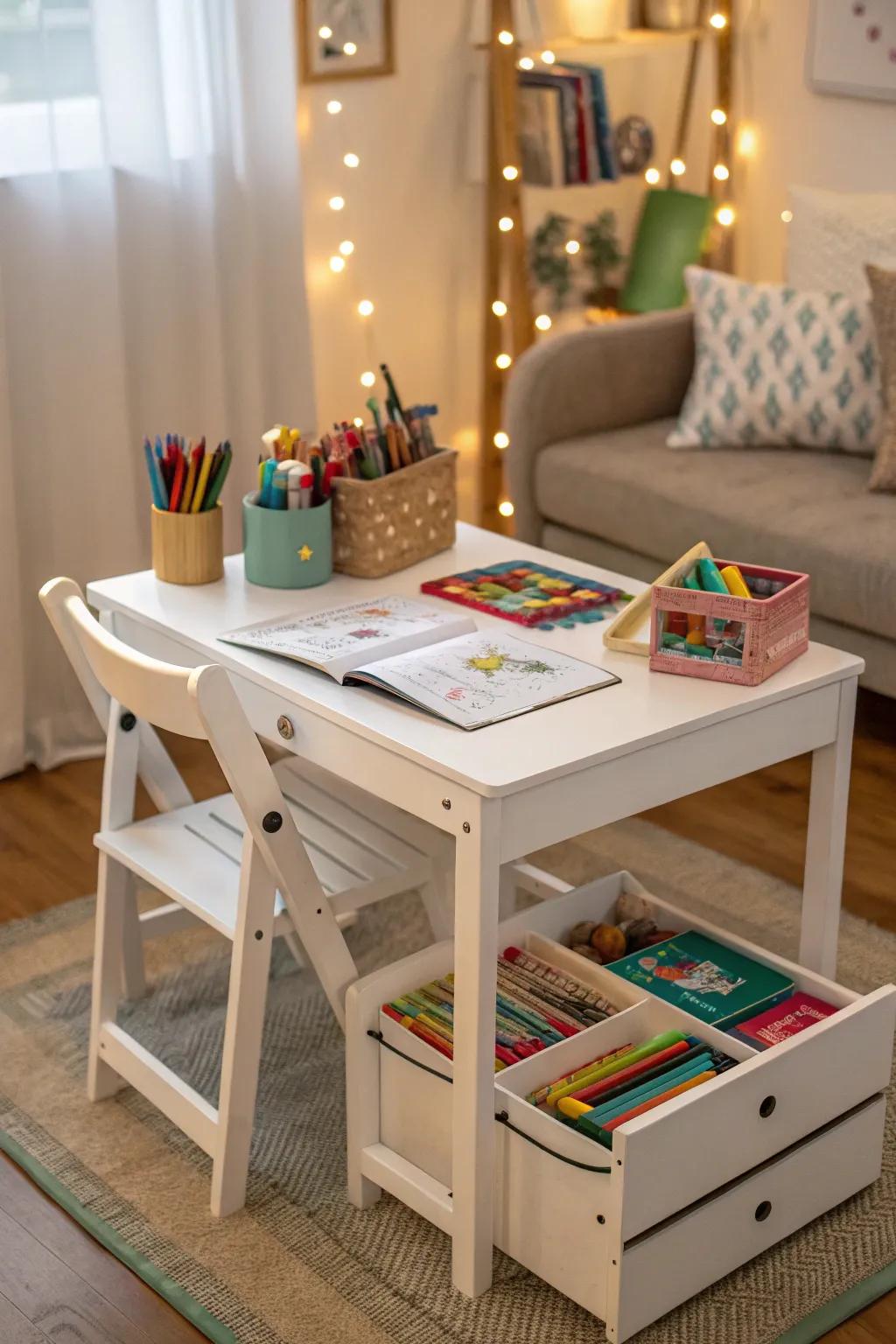 A versatile table that doubles as a study and play area.