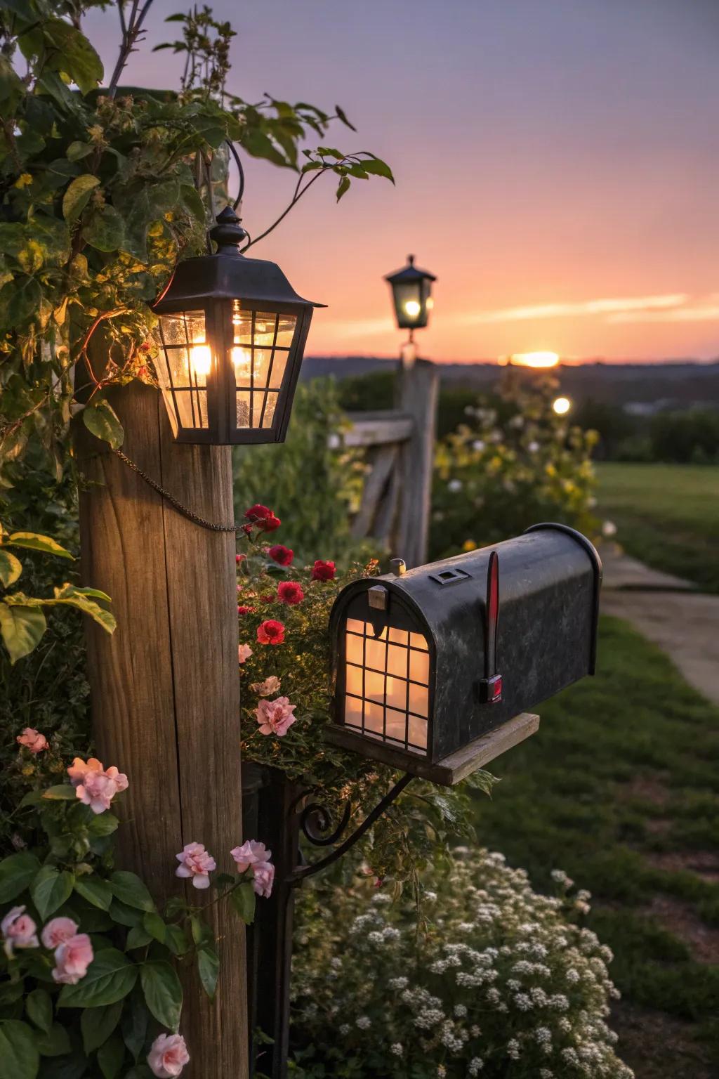 Sun lamps enhance nighttime visibility and exterior appeal.