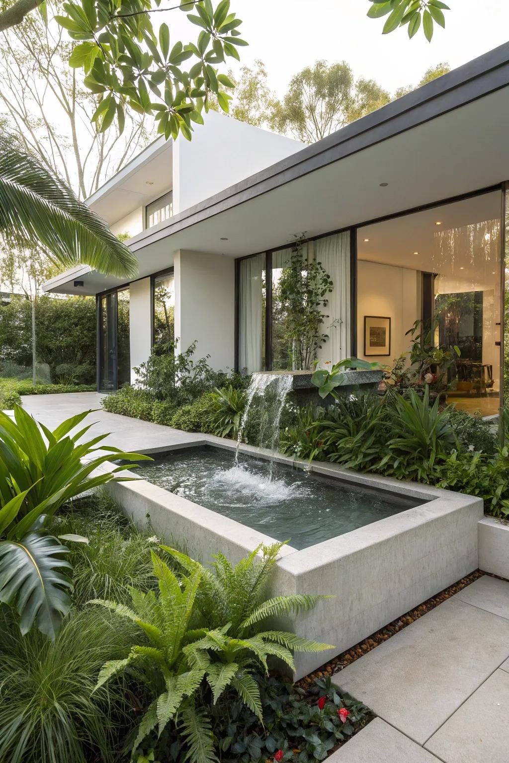 Introduce a touch of luxury and calm with a modern water feature.