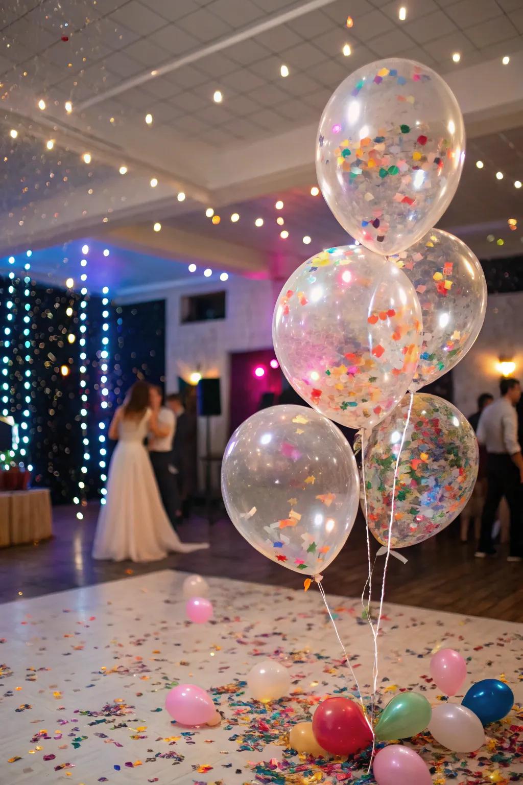 Confetti-filled balloons add a burst of color and fun to the celebrations.