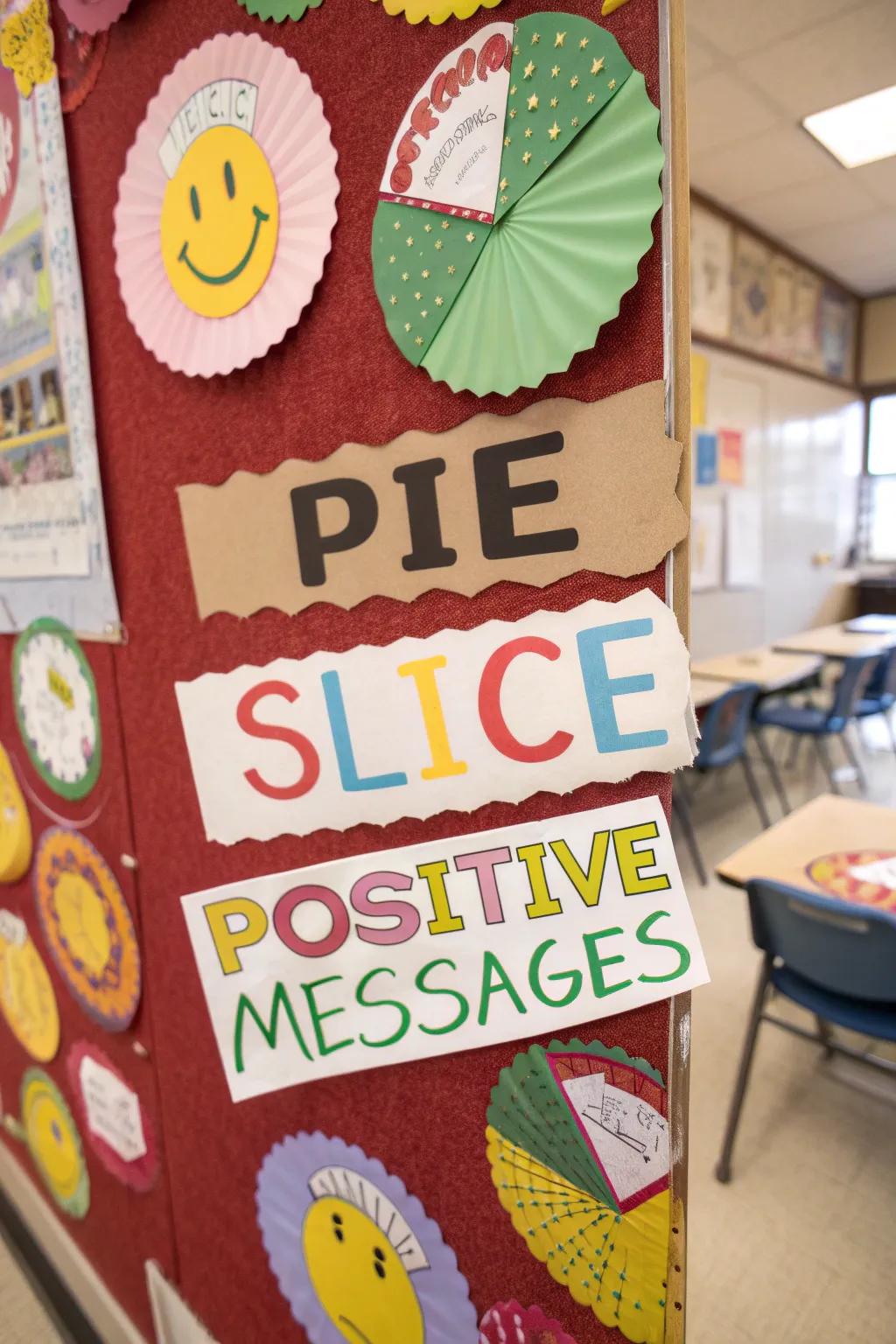 'Sweet as Pie' bulletin board filled with positivity.