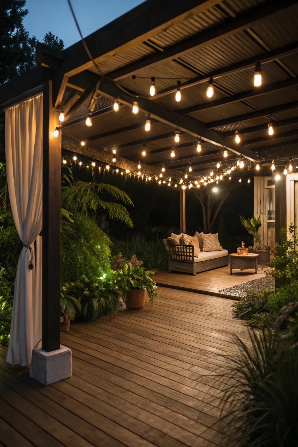 Integrated lighting enhances your patio's evening charm.