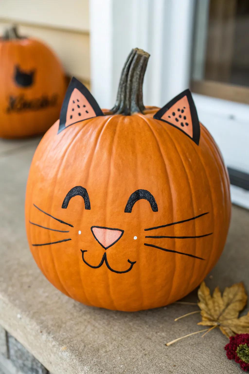 Adorable cat pumpkin that's purr-fectly charming.