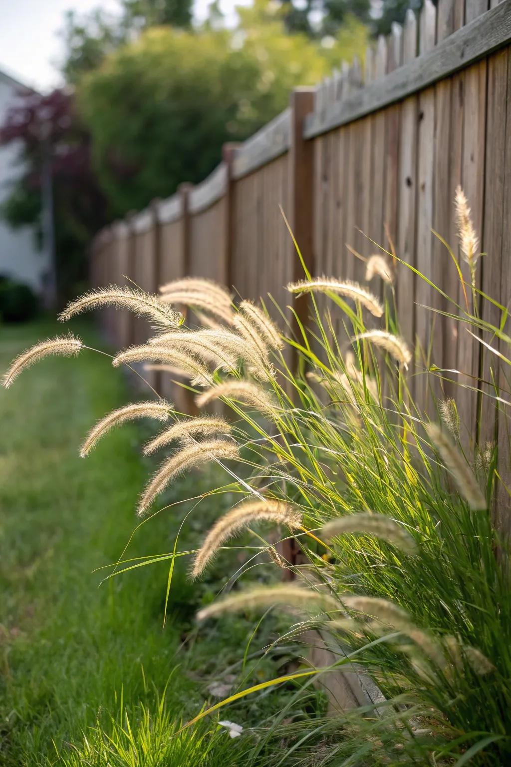 Showy grasses add texture and a hint of untamed beauty to any fence line.