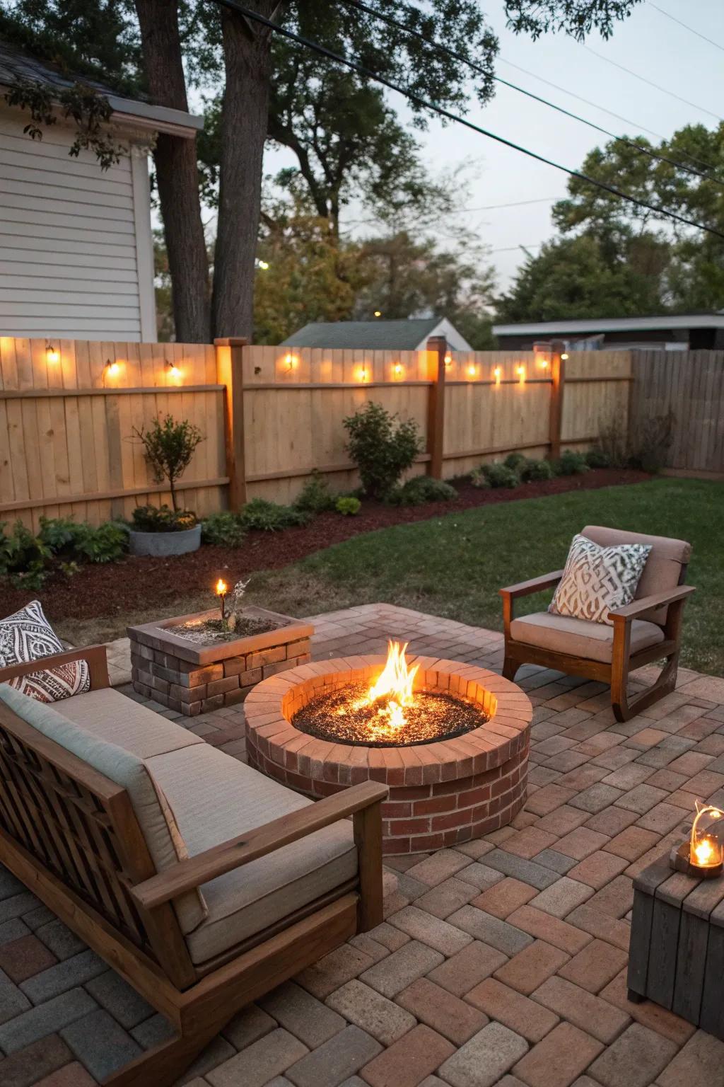 A fire pit creates a warm and inviting atmosphere for gatherings.