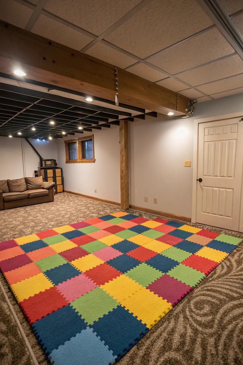 Get creative with budget-friendly carpet tiles.