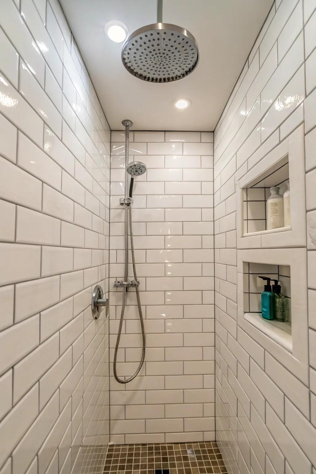 Vertical tile placement can make a room look taller.