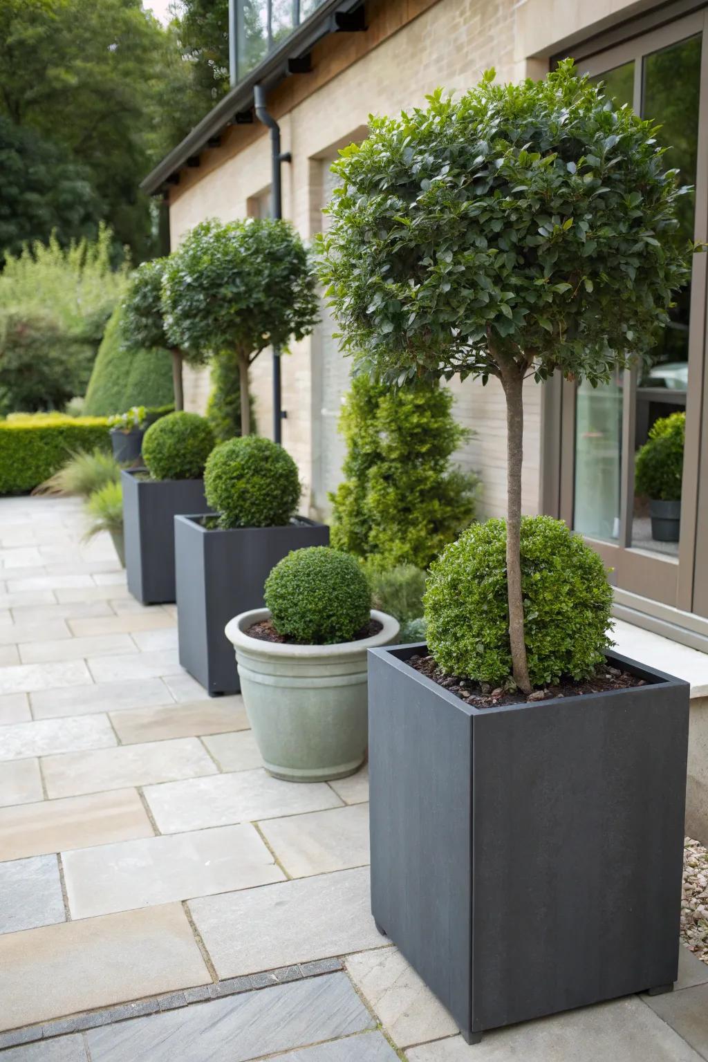 Container hedges perfect for patios and small spaces.