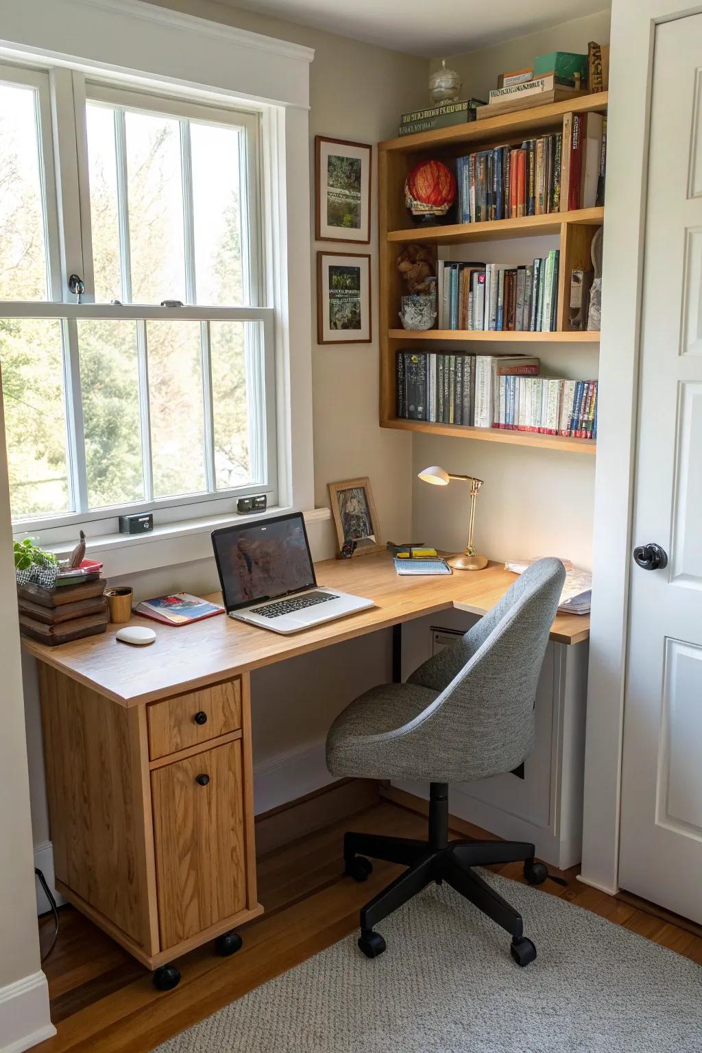 Corner desks make efficient use of space, turning overlooked areas into productive work zones.