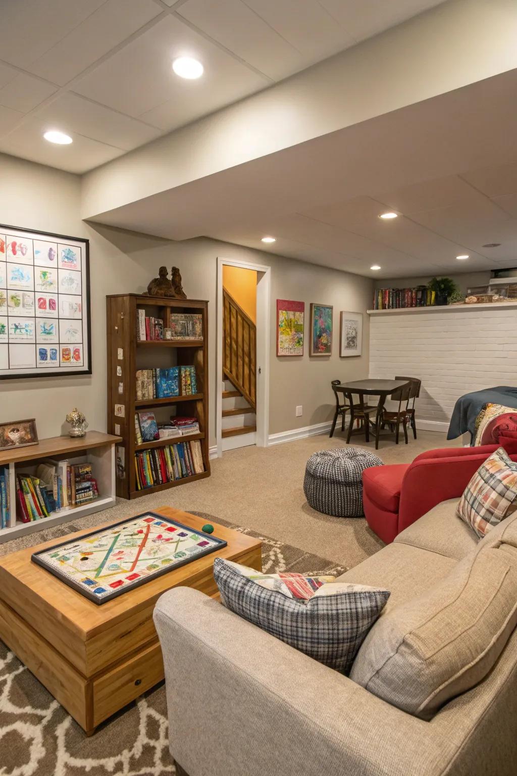 Transform your basement into an engaging family game zone for endless fun.