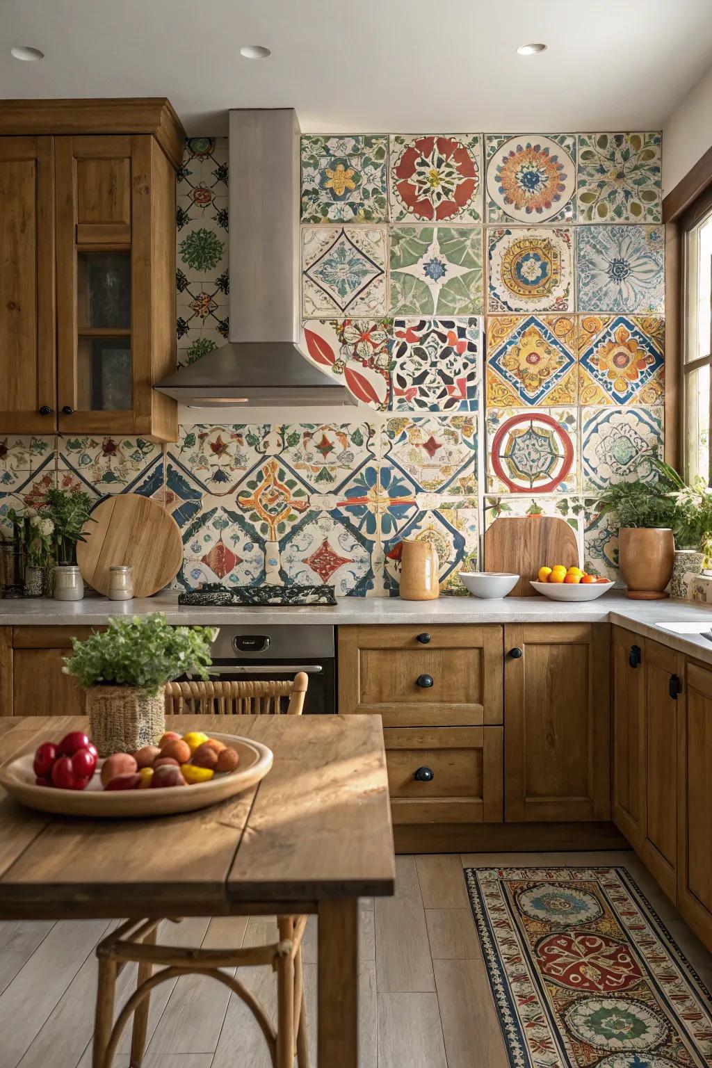 Geometric patterns introduce symmetry and style to your backsplash.