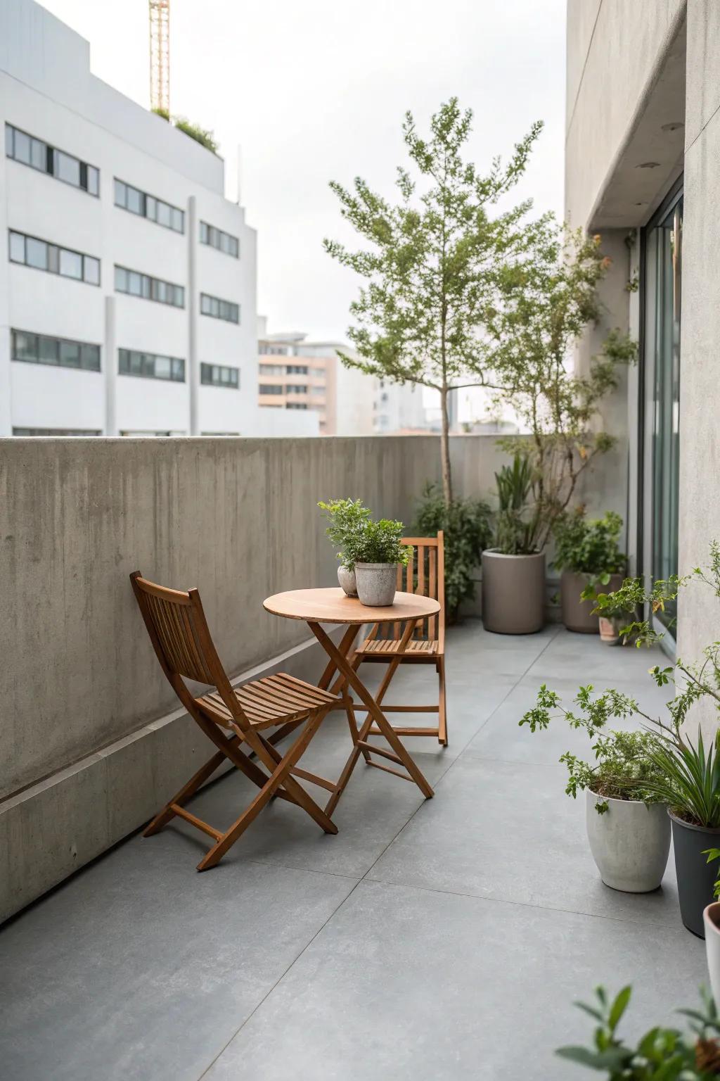 Concrete floors offer a sleek and modern feel to your terrace.