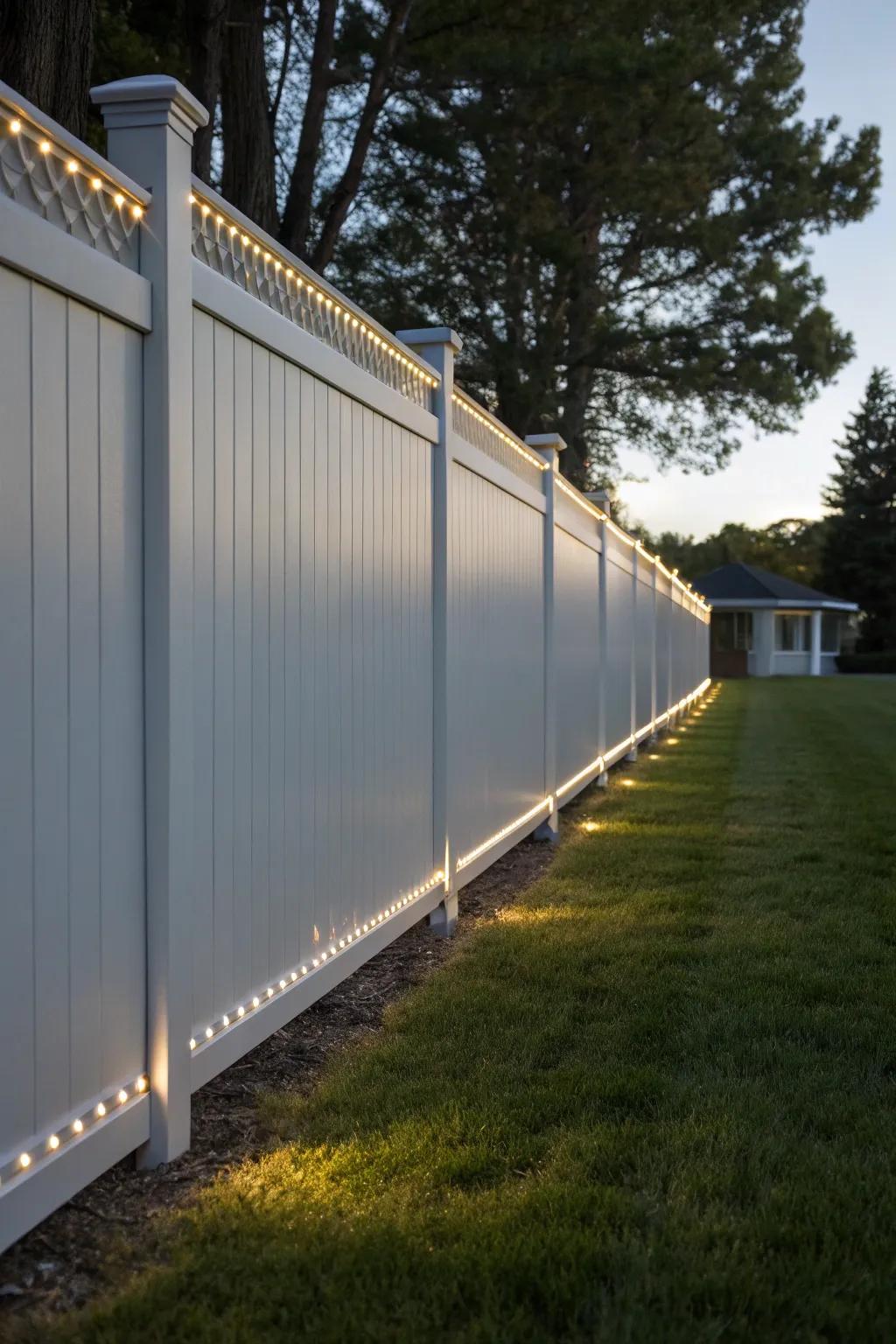 LED strip lights offer a modern aesthetic to your fence.