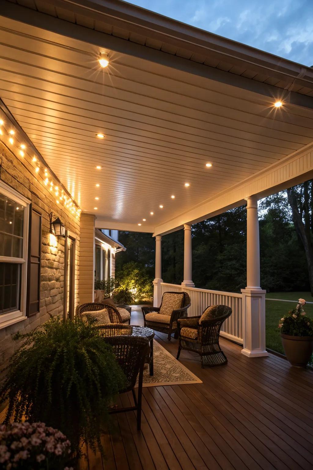 Built-in lighting paired with vinyl ceilings makes a modern, inviting ambiance.