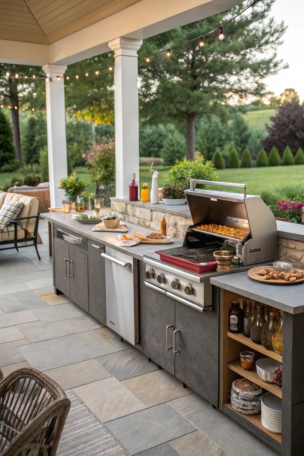 An outdoor kitchen ideally suited for hosting get-togethers and cooking up a storm.