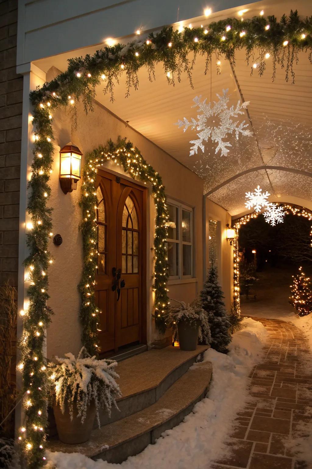 A magical winter wonderland welcomes holiday guests.