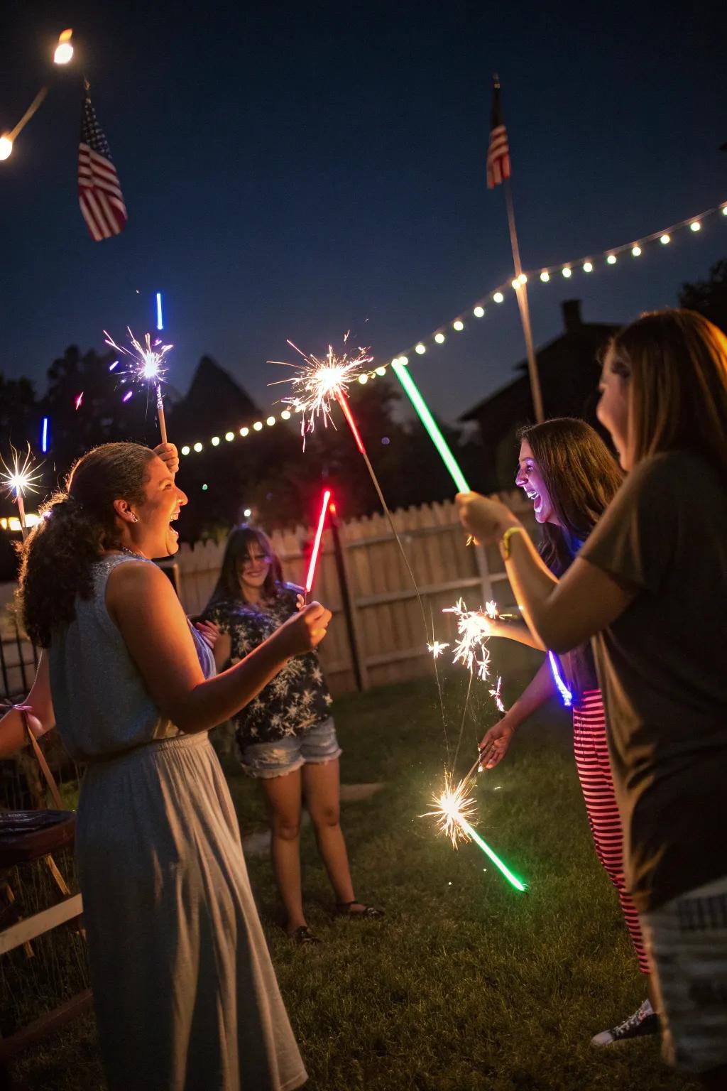 Light up the night with sparklers and glow sticks for all ages.