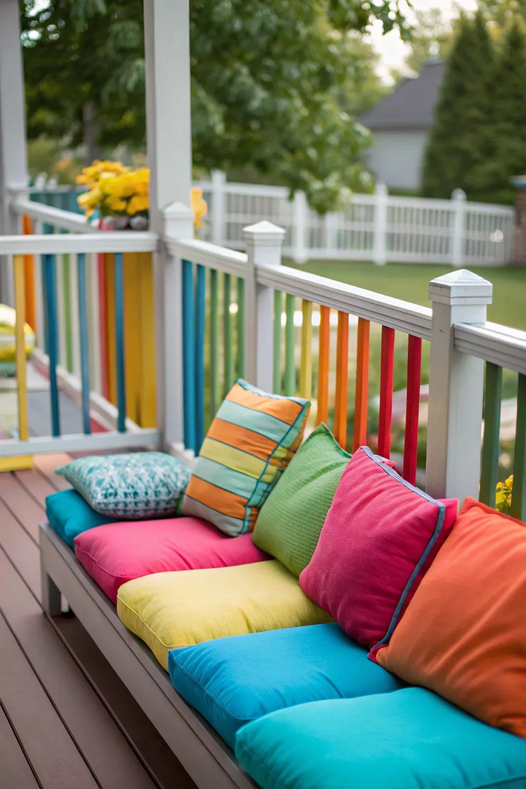 A deck showcasing a burst of color and individuality.