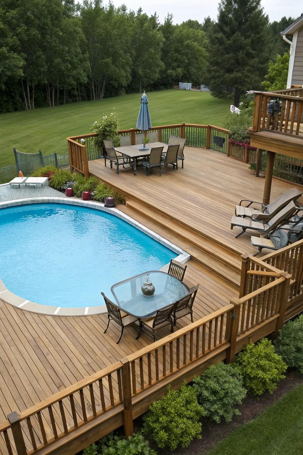 Multilevel designs add depth and style to your pool deck.