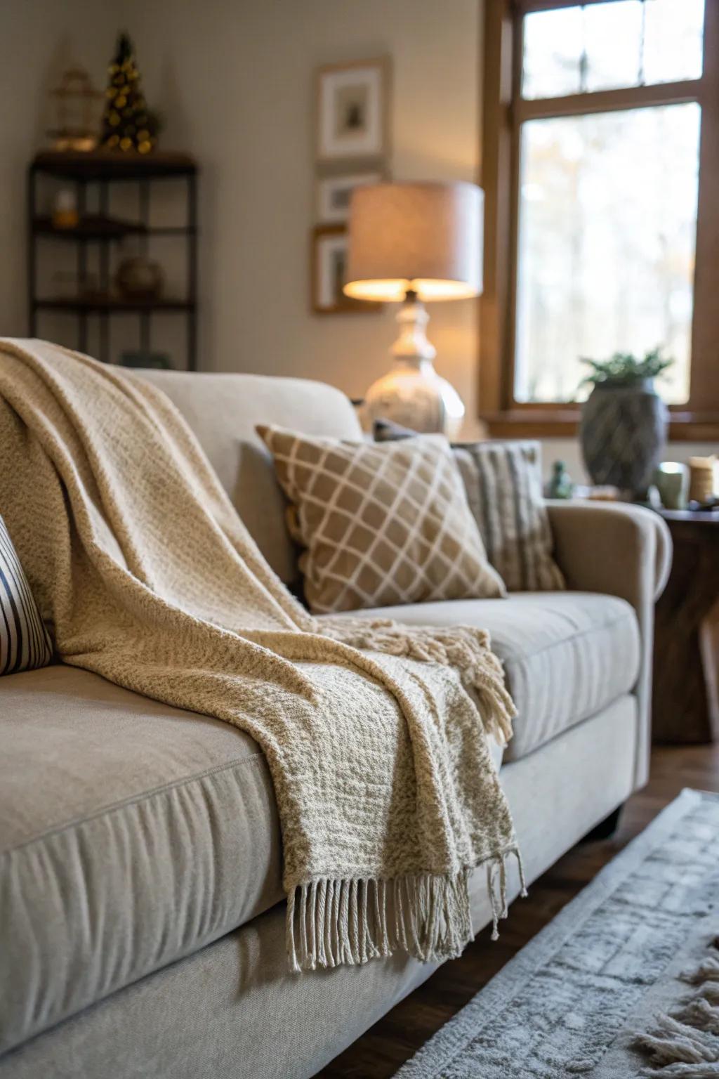 Add a layer of warmth with a cozy throw.