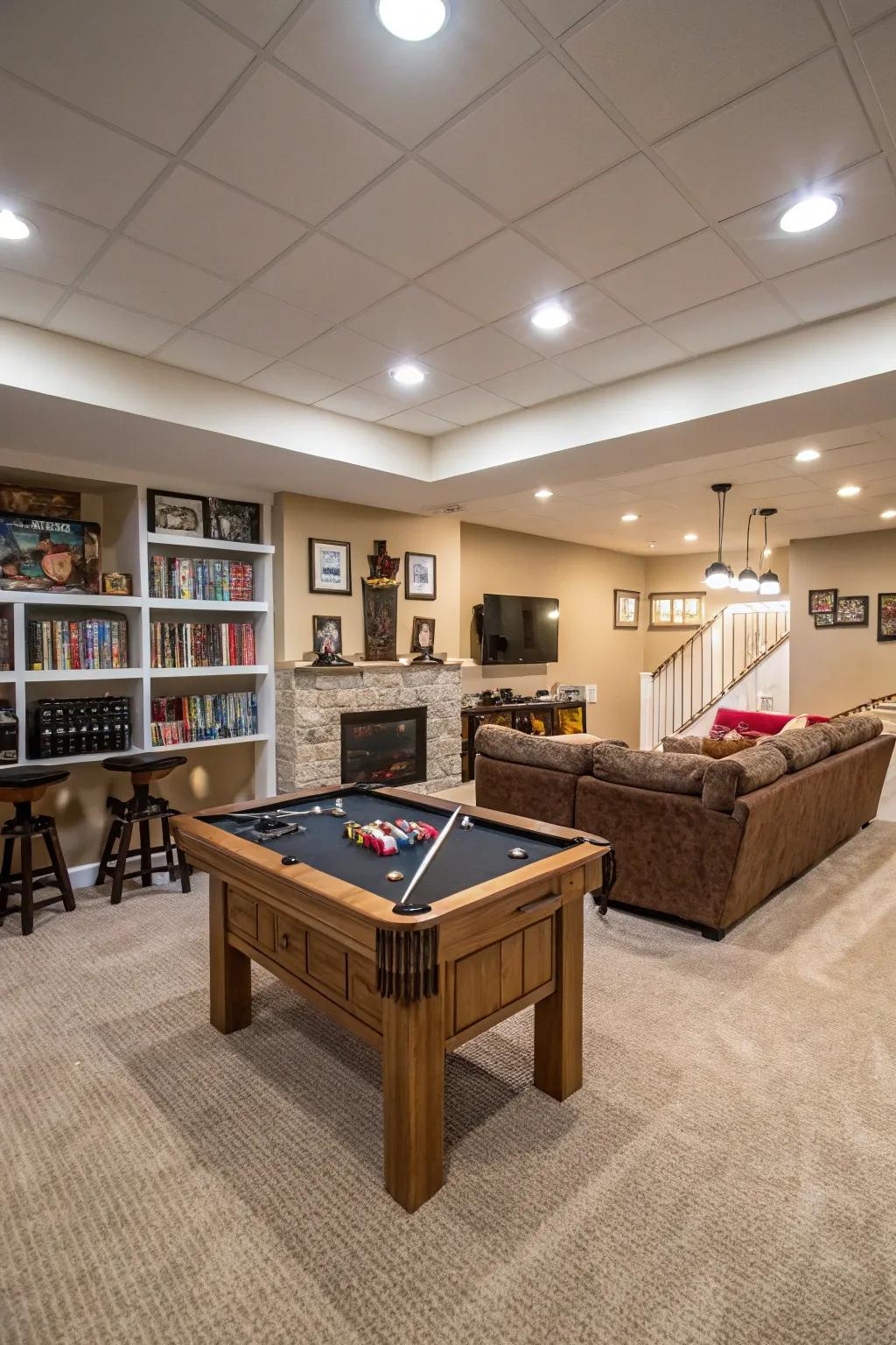 A multi-game table offers endless entertainment options.