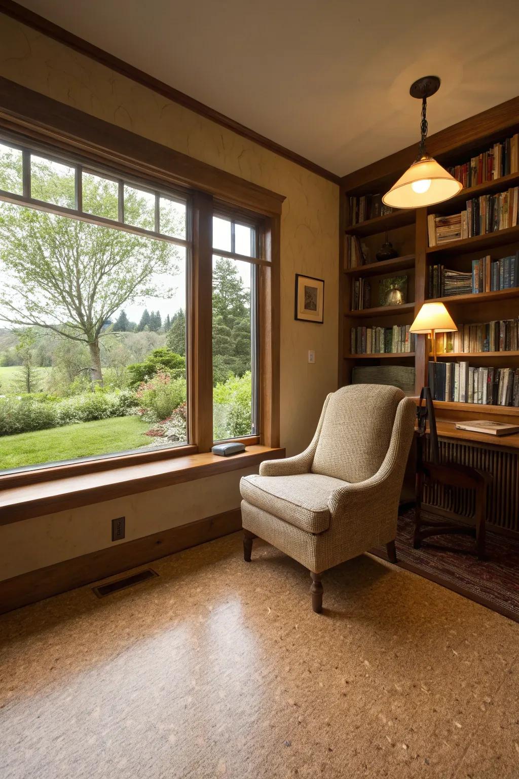 Quiet study with soft cork flooring