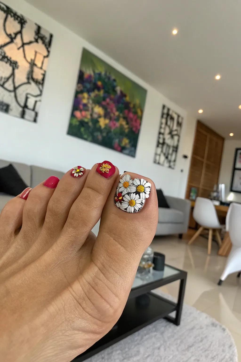 3D floral artistry that adds texture and depth to your pedicure.