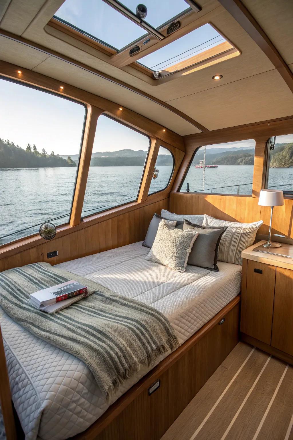 Custom bedding tailored to fit unique boat interiors perfectly.