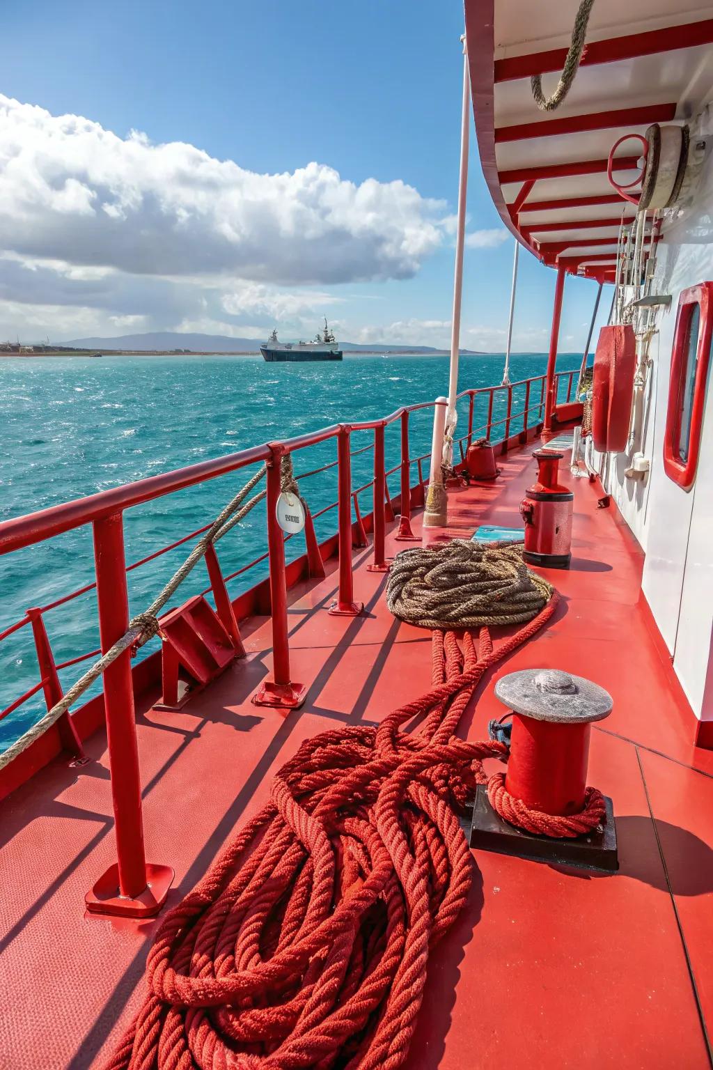 Bold red accents bring energy to your deck.