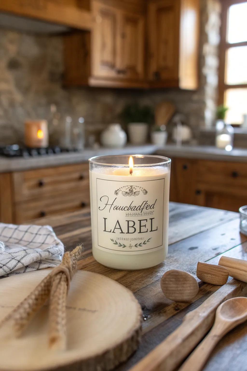 Artisanal candle labels commemorating the craft of candle creation.
