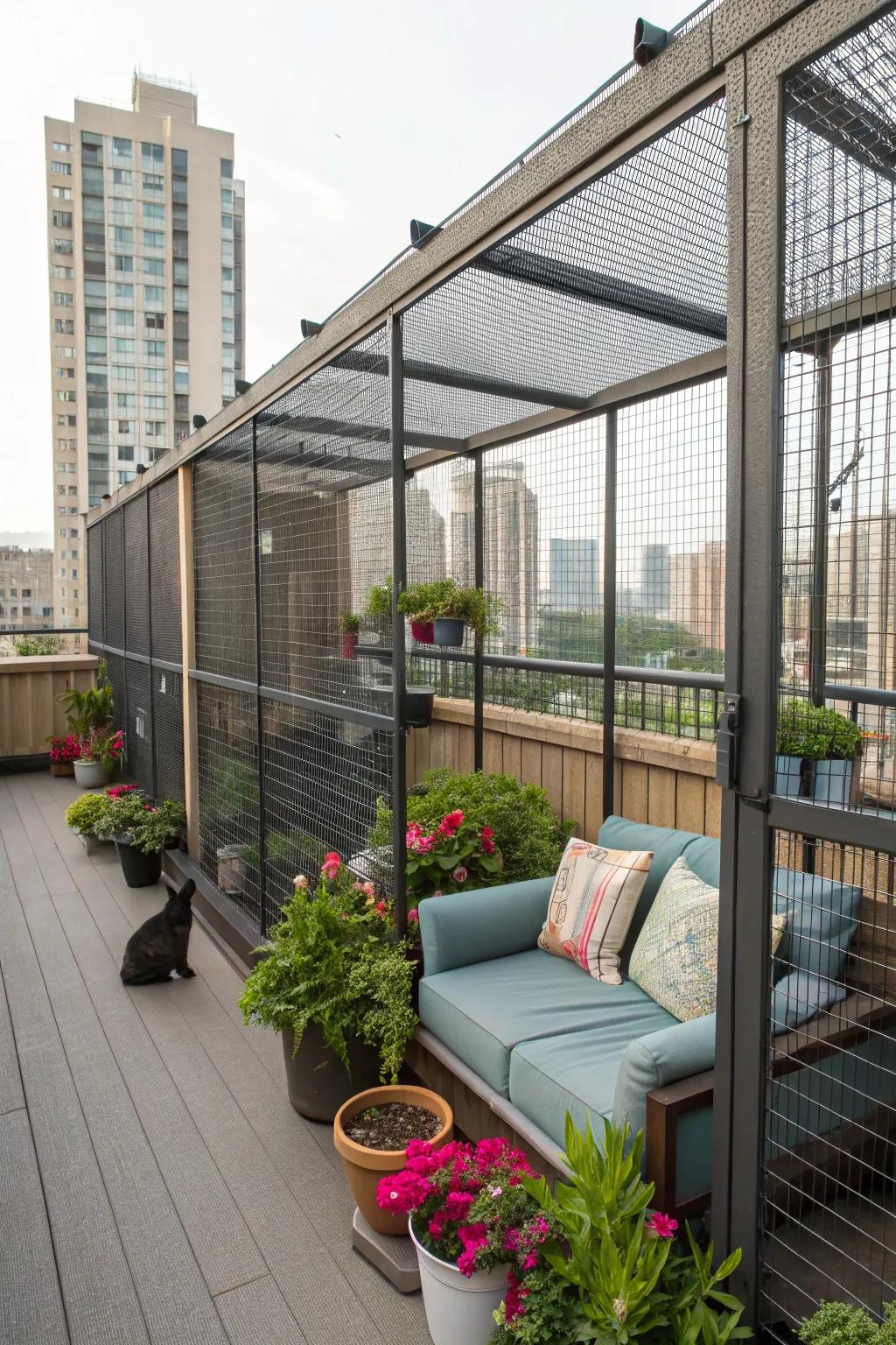Metropolitan balconies can evolve into secure cat havens with the correct design implementation.