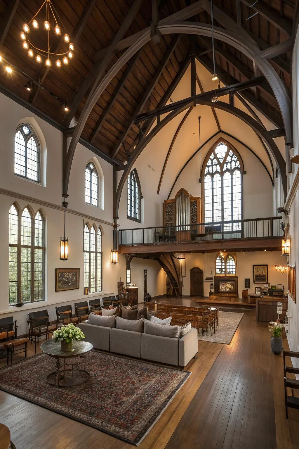 Open lofts give extra space and beautiful views inside the church.