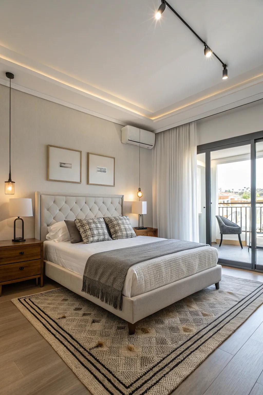 Practical furniture helping to keep this bedroom both organized and stylish.
